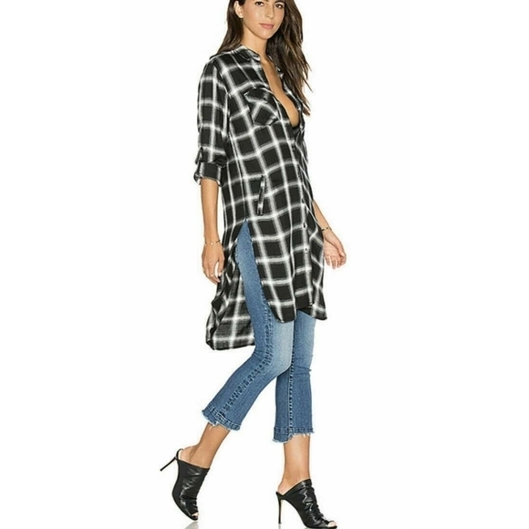 Blank NYC Plaid Duster Button Down Shirt XS NWT - Picture 6 of 11